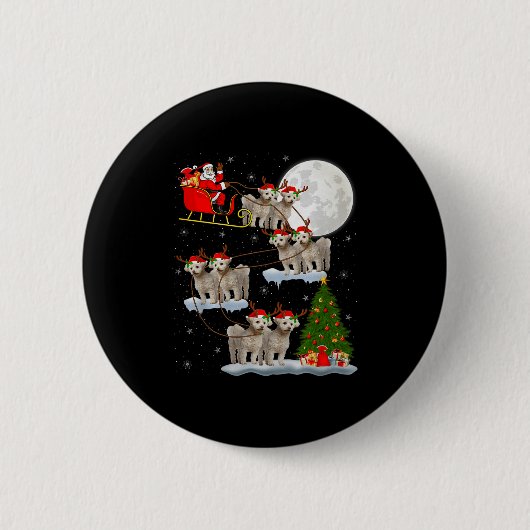 Bichon Frise Dog Santa Sleigh Flying Funny Magical Ronde Button 5,7 Cm (Voorkant)