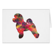 Bichon Frise Dog Silhouette Geo Pattern Multi Card (Voorkant Horizontaal)