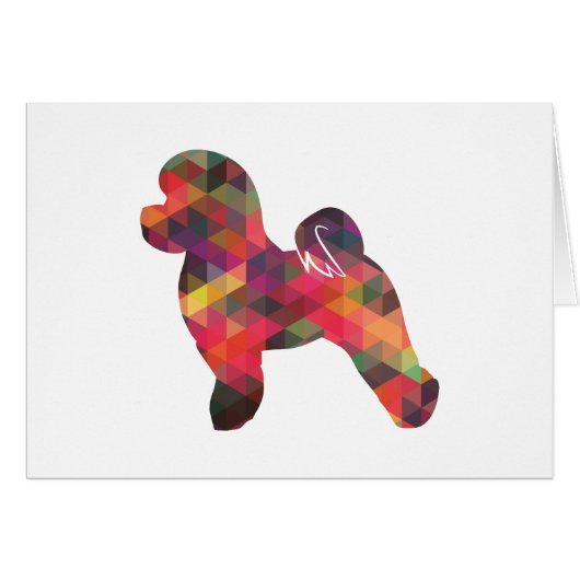 Bichon Frise Dog Silhouette Geo Pattern Multi Card (Voorkant Horizontaal)