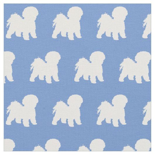 Bichon Frise Dog Silhouette Light Blue Stof (Close Up)