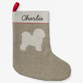 Bichon Frise Dog Silhouette Personalized Pet Xmas Kleine Kerstsok (Voorkant)