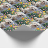 Bichon Frise Dog Spring Flowers Painting Cadeaupapier (Hoek)