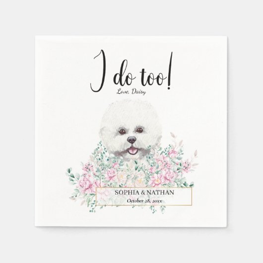 Bichon Frise Dog Wedding Cocktail Napkins Servet (Voorkant)