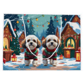 Bichon Frise Dogs Christmas Snow Holiday Groot Cadeauzakje (Achterkant)