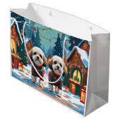 Bichon Frise Dogs Christmas Snow Holiday Groot Cadeauzakje (Achterkant Gekanteld)