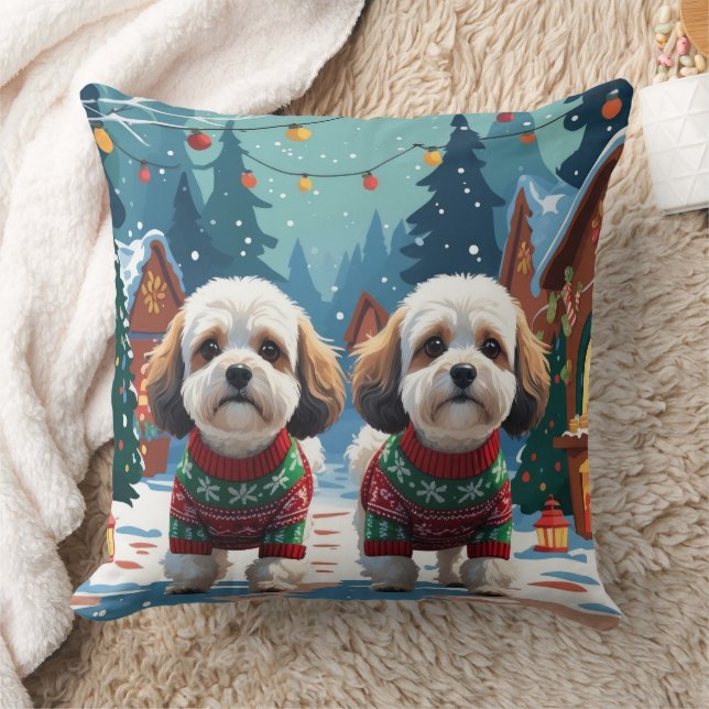 Bichon Frise Dogs Christmas Snow Holiday Kussen (Deken)