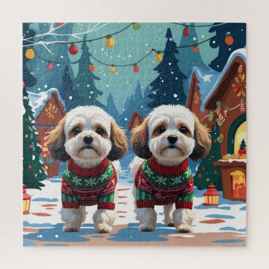 Bichon Frise Dogs Christmas Snow Holiday Legpuzzel (Verticaal)