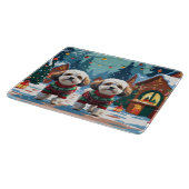 Bichon Frise Dogs Christmas Snow Holiday Snijplank (Hoek)