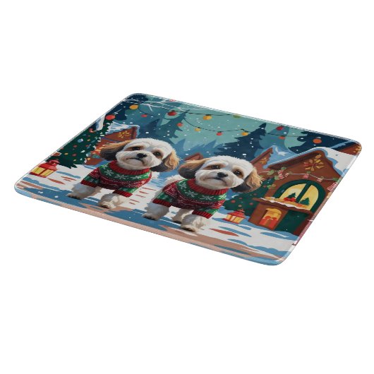 Bichon Frise Dogs Christmas Snow Holiday Snijplank (Hoek)