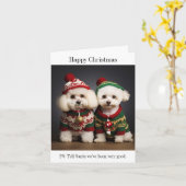 Bichon Frise Dogs Kerst Kaart (Gele Bloem)