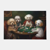 Bichon Frise Dogs Spelen Poker Art Deurmat (Voorkant)