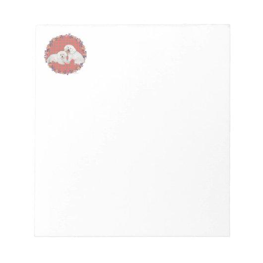 Bichon Frise Duo Plaid Notitieblok (Voorkant)