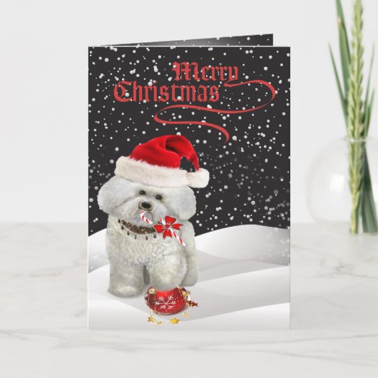 Bichon Frise Een vrolijk kerst Wenskaart Feestdagen Kaart (Voorkant)