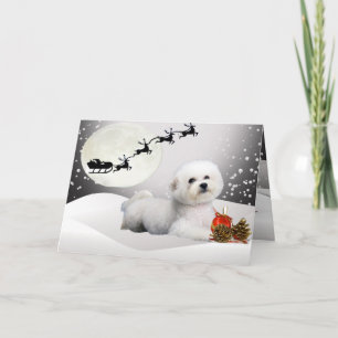 Bichon Frise een Vrolijk Wenskaart van Kerstmis Feestdagen Kaart