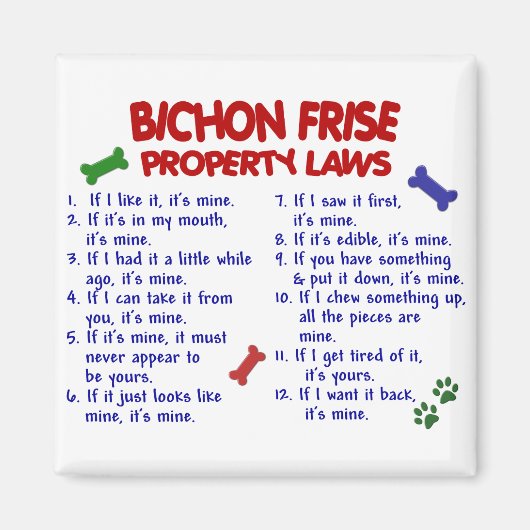 BICHON FRISE Eigendomsrecht 2 Magneet (Voorkant)