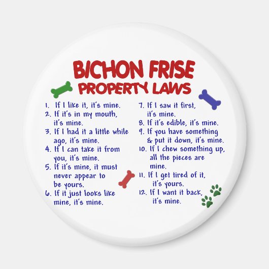 BICHON FRISE Eigendomsrecht 2 Magneet (Voorkant)