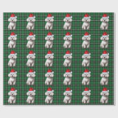 Bichon Frise en Green Holiday Plaid Kerstmis Cadeaupapier (Vlak)