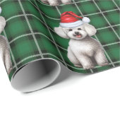 Bichon Frise en Green Holiday Plaid Kerstmis Cadeaupapier (Rol Hoek)