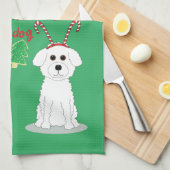 Bichon Frise en kerstkoekje Humor Theedoek (Quarter Fold)