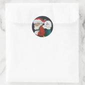 Bichon Frise en Santa Claus Art Sticker (Tas)