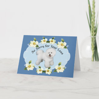 Bichon Frise en zijn Blue Dogwood Sympathy Kaart
