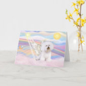Bichon Frise engel Kaart (Gele Bloem)