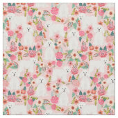 Bichon Frise  floraals roze Stof (Close Up)