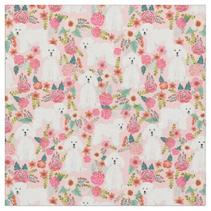 Bichon Frise  floraals roze Stof