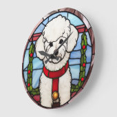Bichon Frise Gebrandschilderd Glas Kerstmis Grote Klok (Hoek)