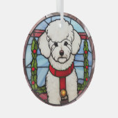Bichon Frise Gebrandschilderde Glas Kerstmis Ornament (Voorkant Rechts)