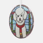 Bichon Frise Gebrandschilderde Glas Kerstmis Ornament (Voorkant links)