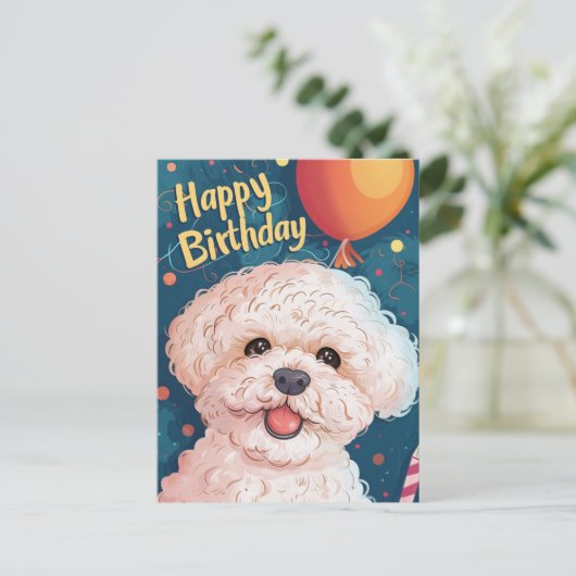 Bichon Frise Gefeliciteerd Briefkaart (Staand voorkant)