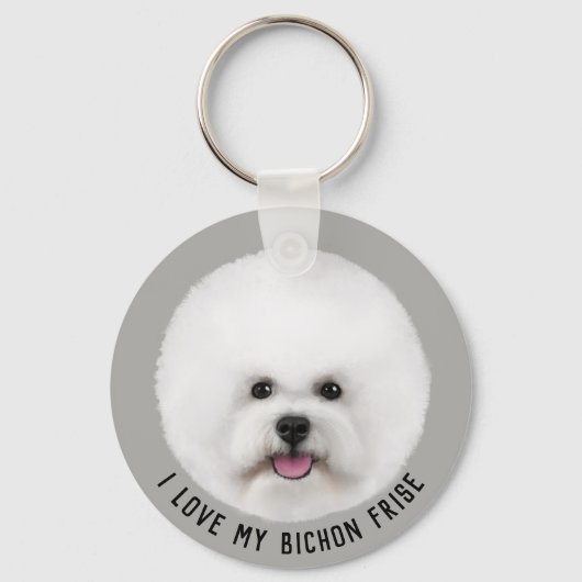 Bichon Frise geïllustreerd Sleutelhanger (Voorkant)