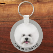 Bichon Frise geïllustreerd Sleutelhanger (Voorkant)