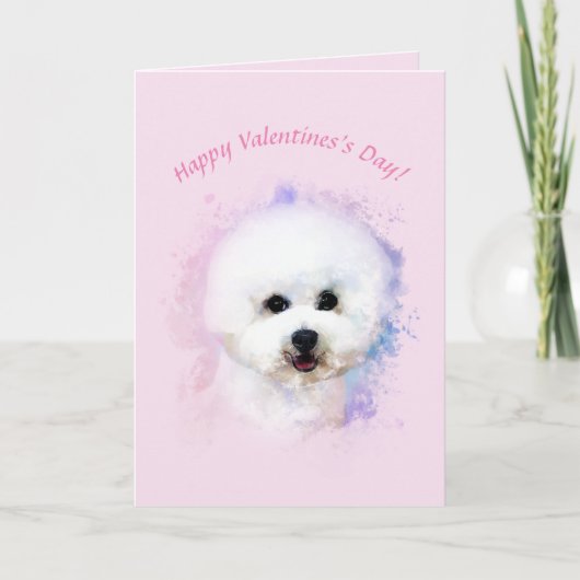 Bichon Frise Geïllustreerde Valentijnsdag Kaart (Voorkant)