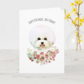 Bichon Frise Geïllustreerde Verjaardag Kaart (Gele Bloem)