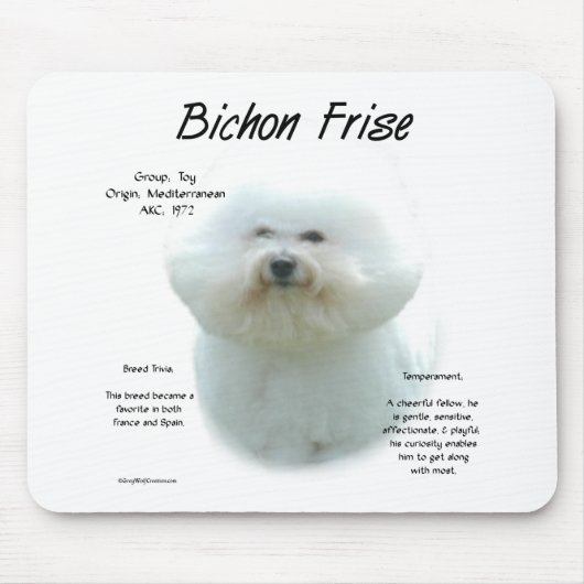 Bichon Frise Geschiedenis; Alles over Bichon Frise Muismat (Voorkant)
