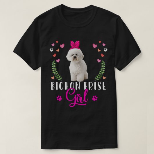 Bichon Frise Girl Funny Moederdag Women Puppy D T-shirt (Design voorkant)