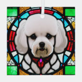Bichon Frise "Glas in lood" Glas Ornament (Achterkant)