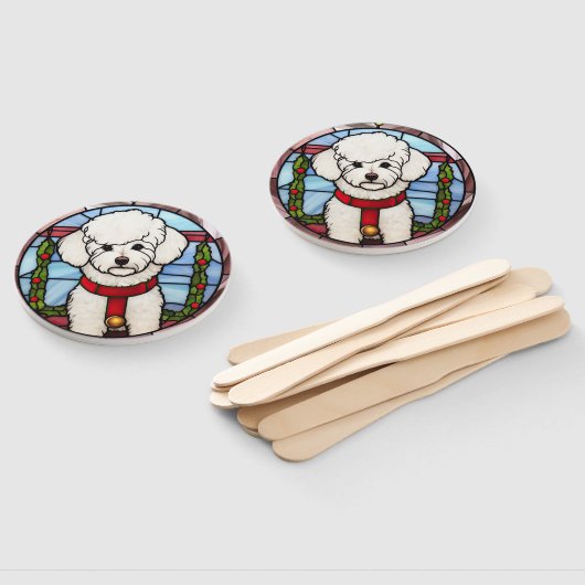 Bichon Frise Glas in lood Kerst Handwaaier (Niet-gemonteerd)