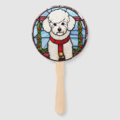 Bichon Frise Glas in lood Kerst Handwaaier (Voorkant)