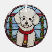 Bichon Frise Glas in lood Kerst Ornament (Achterkant)