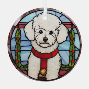 Bichon Frise Glas in lood Kerst Ornament