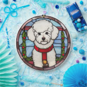 Bichon Frise Glas in lood Kerst Papieren Bordje (Feest)