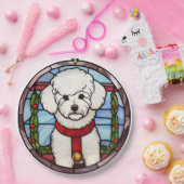 Bichon Frise Glas in lood Kerst Papieren Bordje (Feest)