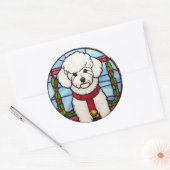 Bichon Frise Glas in lood Kerst Ronde Sticker (Envelop)