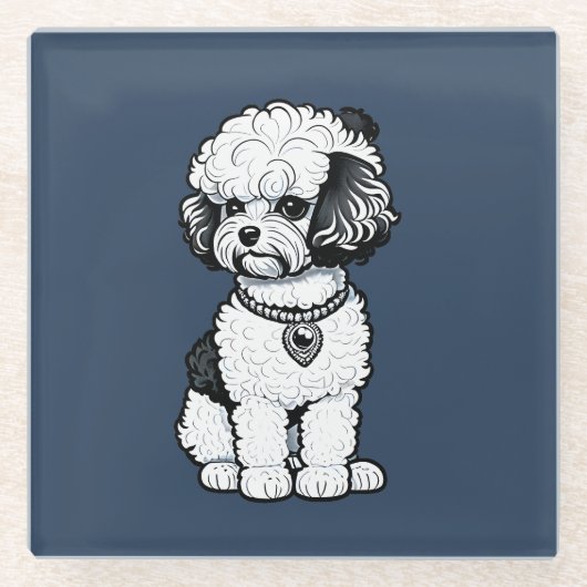 Bichon Frise Glazen Onderzetter (Voorkant)