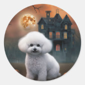 Bichon Frise Halloween eng  Ronde Sticker (Voorkant)