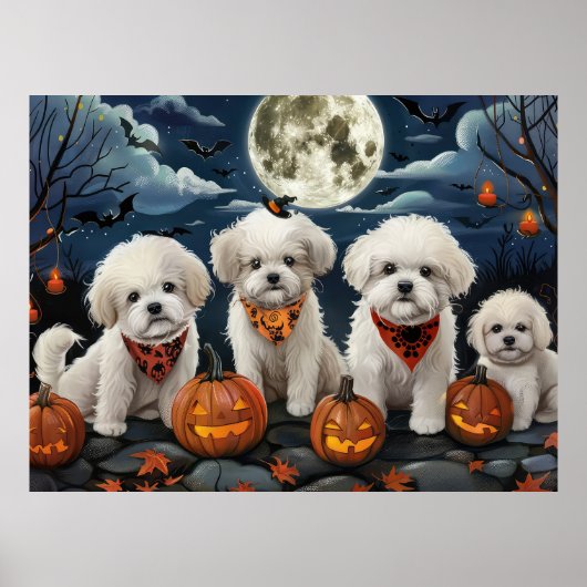 Bichon Frise Halloween Griezelig Poster (Voorkant)