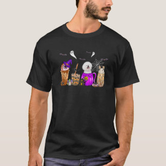 Bichon Frise Halloween Koffie Pompoen Spice Ghost T-shirt